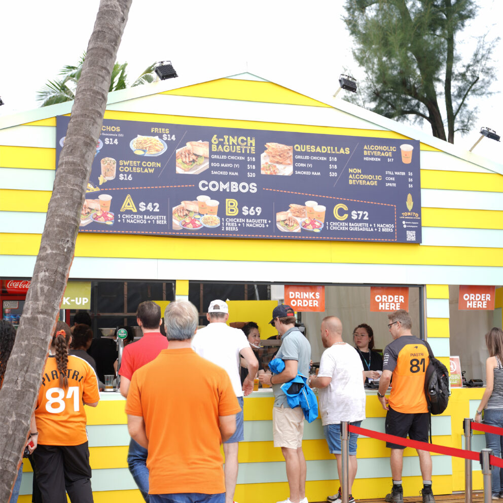 Tonito Latin American Kitchen booth at Singapore F1 Grand Prix 2025, Marina Bay